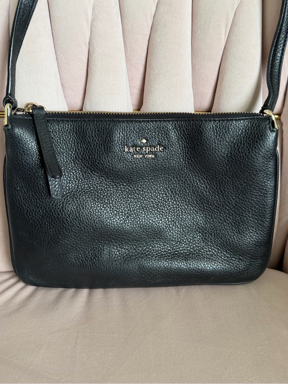 Kate Spade ♠️ Black Leather Jackson Triple Gusset Crossbody